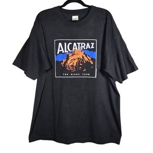 Vintage 90s Alcatraz The Night Tour T-Shirt XL Murina Black Boxy Fit USA Made